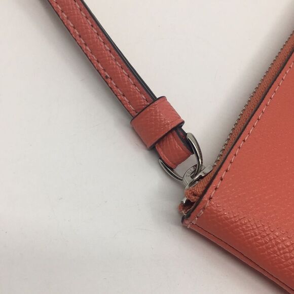 Coach Salmon Pebbled Leather Wristlet with silver tone hardware - Picture 15 of 16
